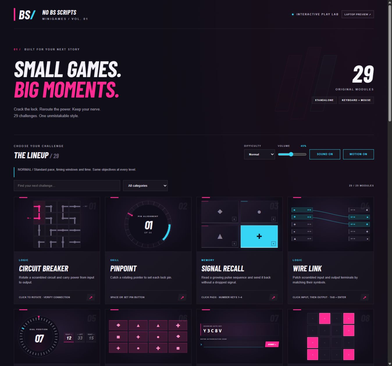 NO-BS Minigames | 29 Standalone Challenges