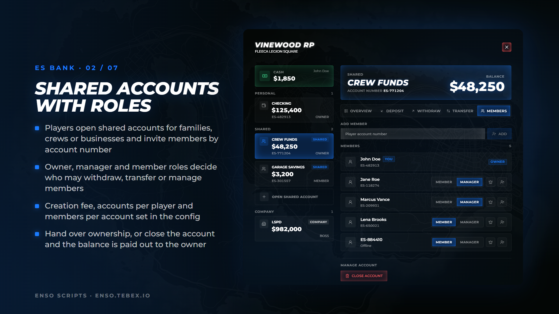 ES Bank — Banking with In-World ATMs, Shared & Society Accounts [ESX]