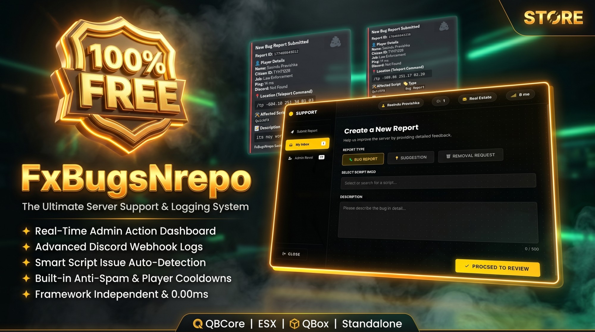 FxBugsNrepo | The Ultimate FiveM Report Menu + Discord Logs