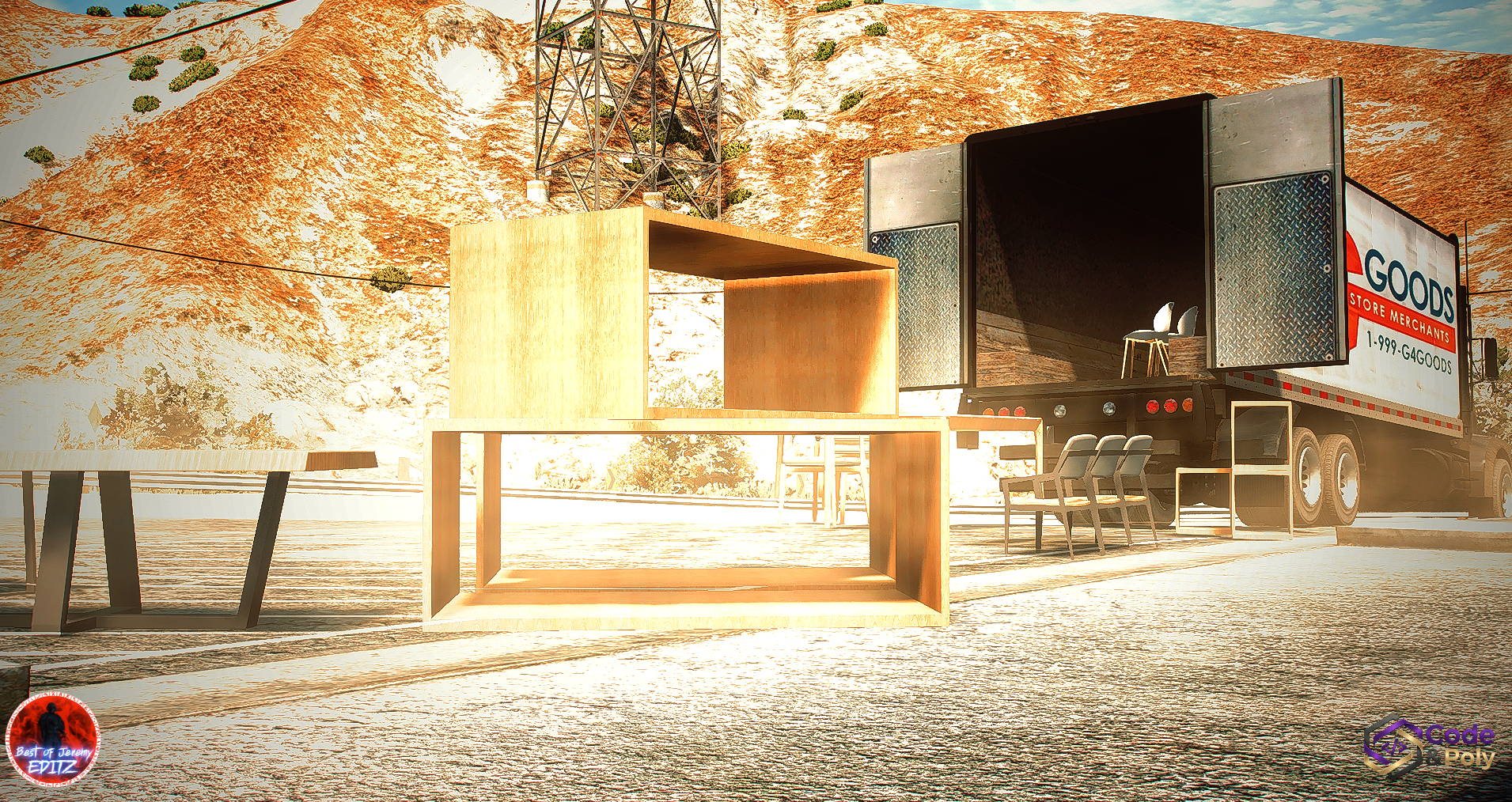 Code & Poly Esszimmer Tisch & Stuhl Props