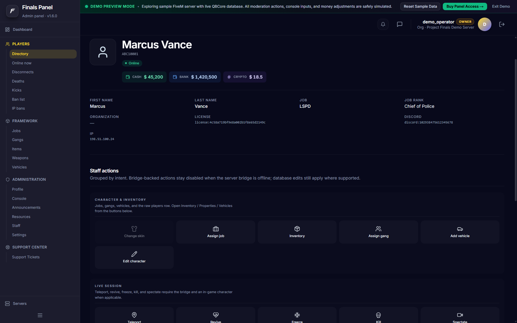 [Server Management Web Panel]QBCore QBox ESX Standalone{1 Month Trial}