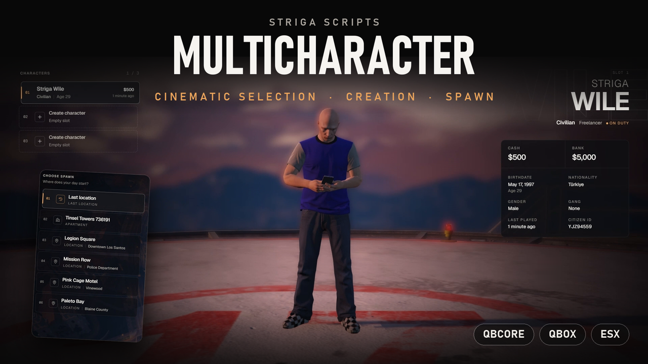 Multicharacter + Spawn Selector