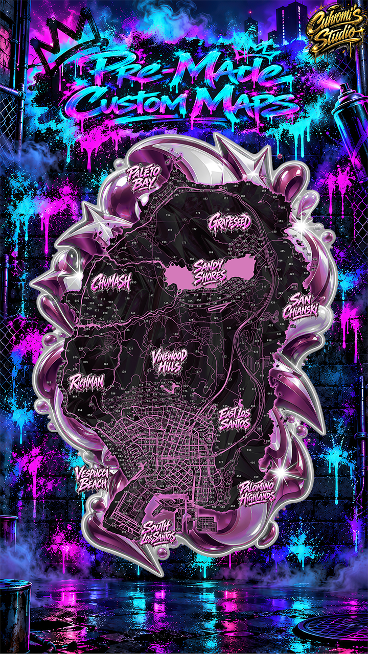 Pre-Made Minimap & Pause Menu Map [Theme 1 - Pink]