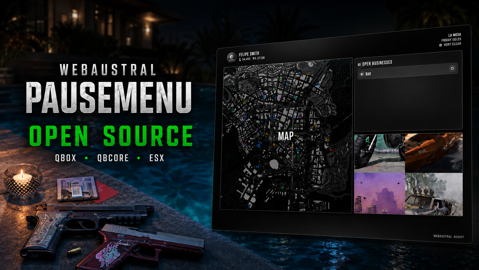 [PAUSEMENU + GYM]  QBCORE, QBOX, ESX