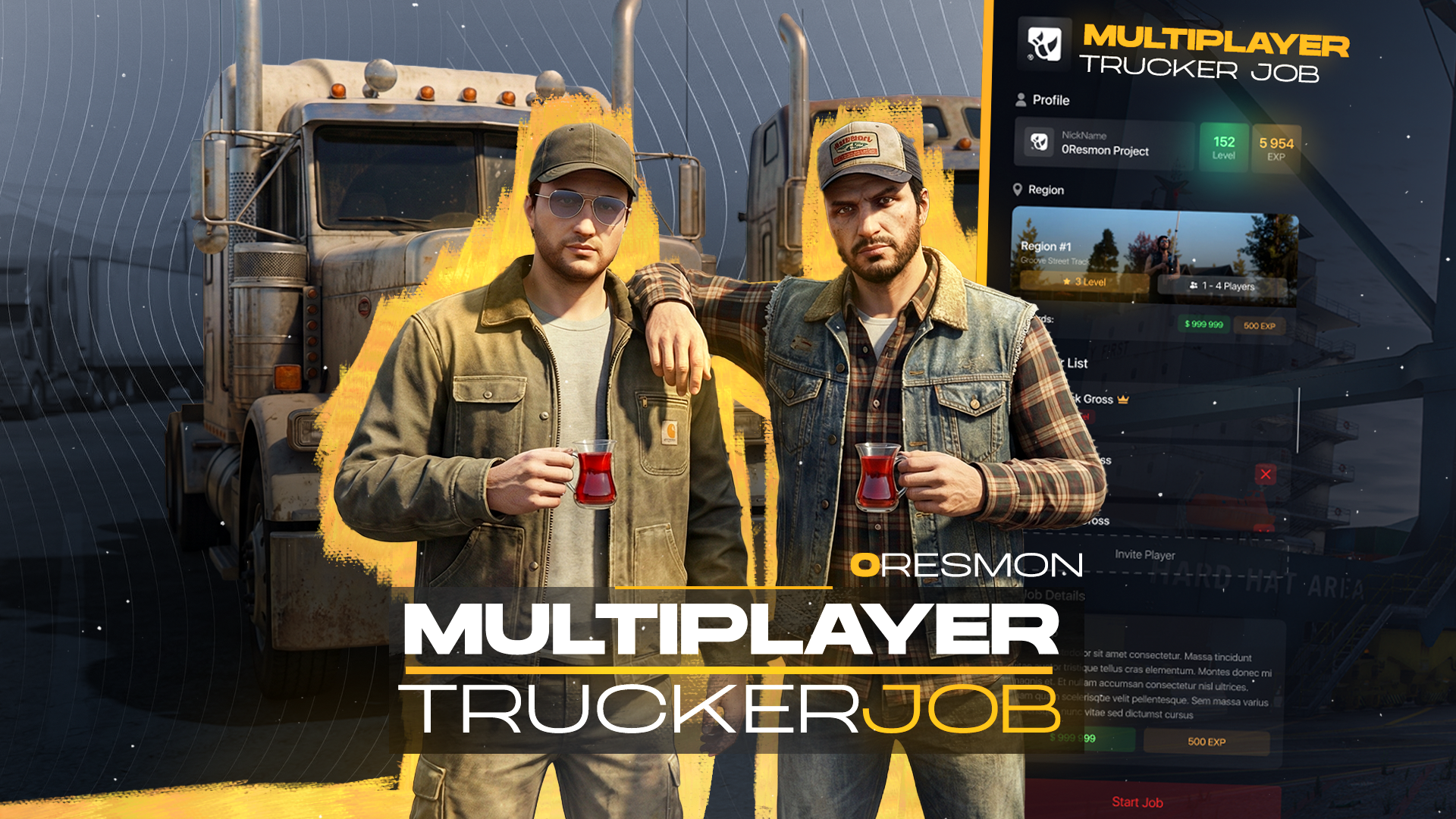 0R-Multiplayer Trucker Job  V2 - 3 Different Missions Cargo, Container, Vehicle Open Source  | lab