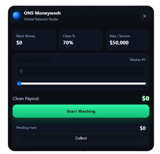 Orbital Network Studio · ONS Money Wash Script (QBCore)