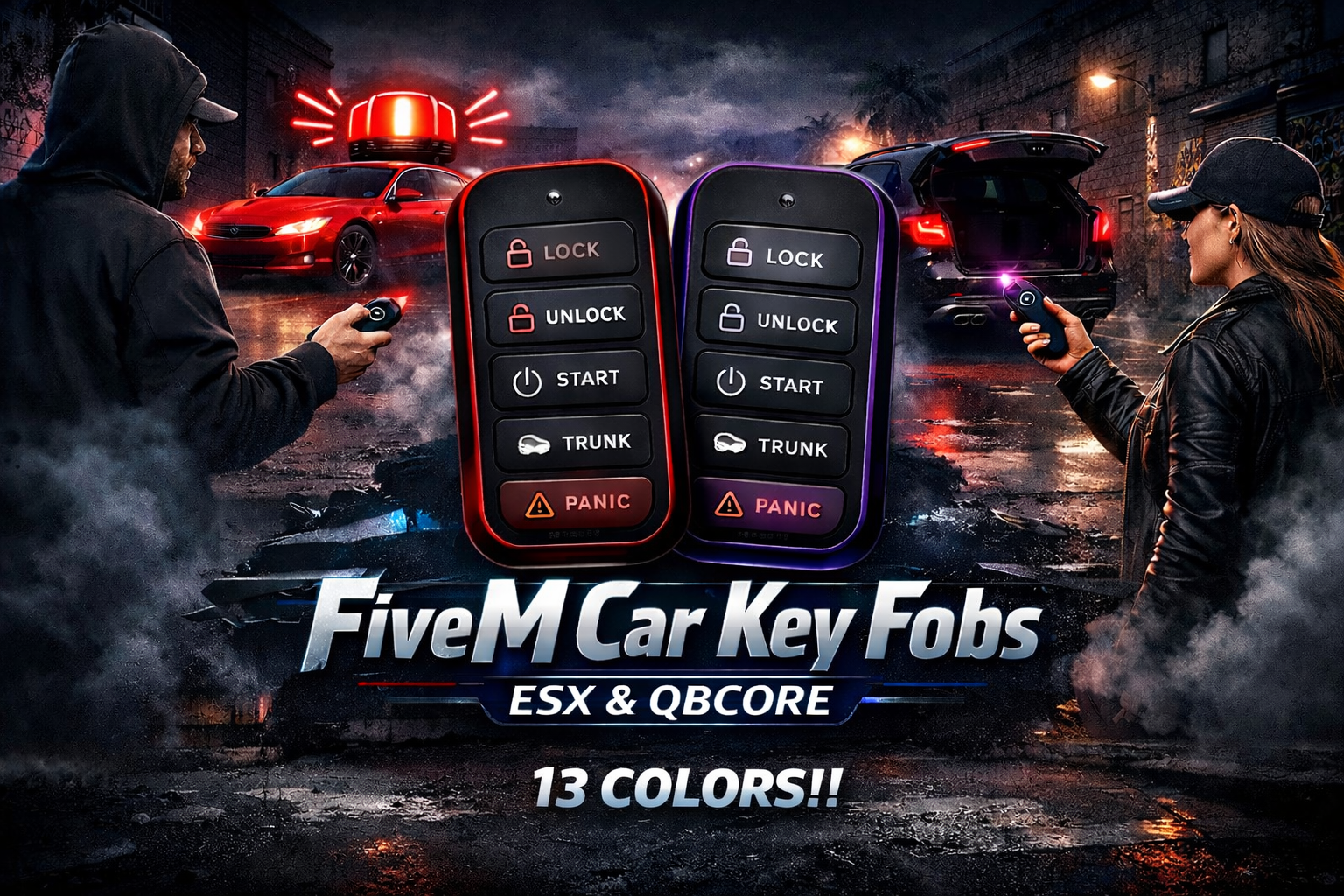 Car Key Fobs 13 Colors!!  (ESX) & (QBCORE)