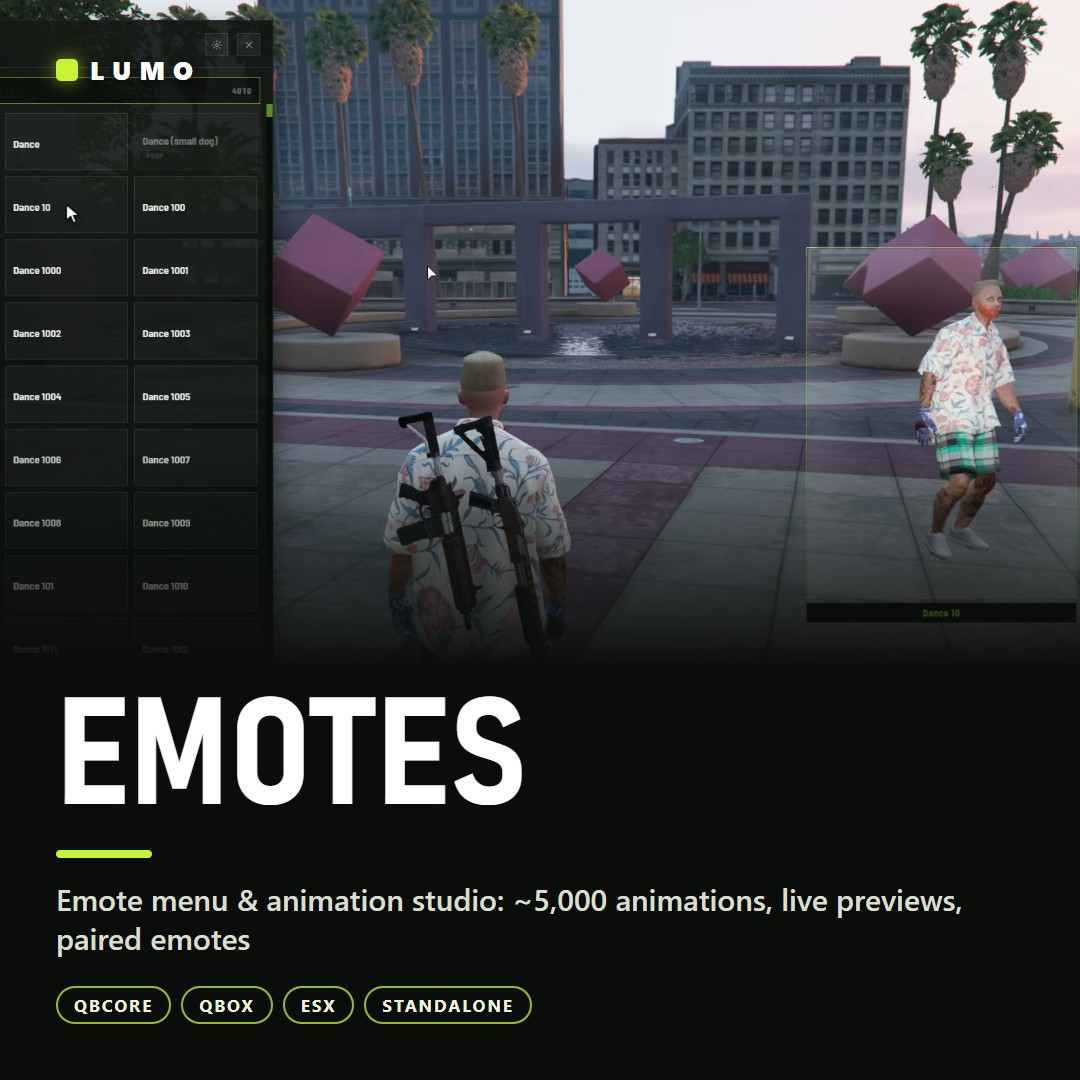 Lumo Emotes — Emote Menu & Animation Studio (Escrow)