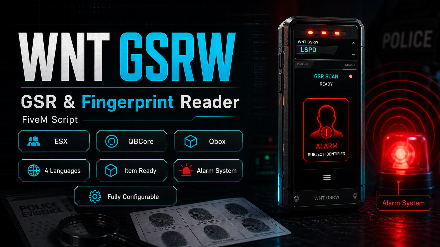 WNT GSRW | Advanced GSR & Fingerprint Reader System | ESX / QBCore / Qbox FREE!!