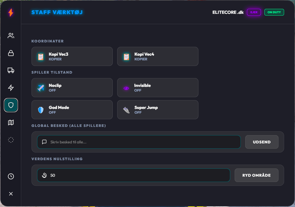 EliteCore Admin Menu