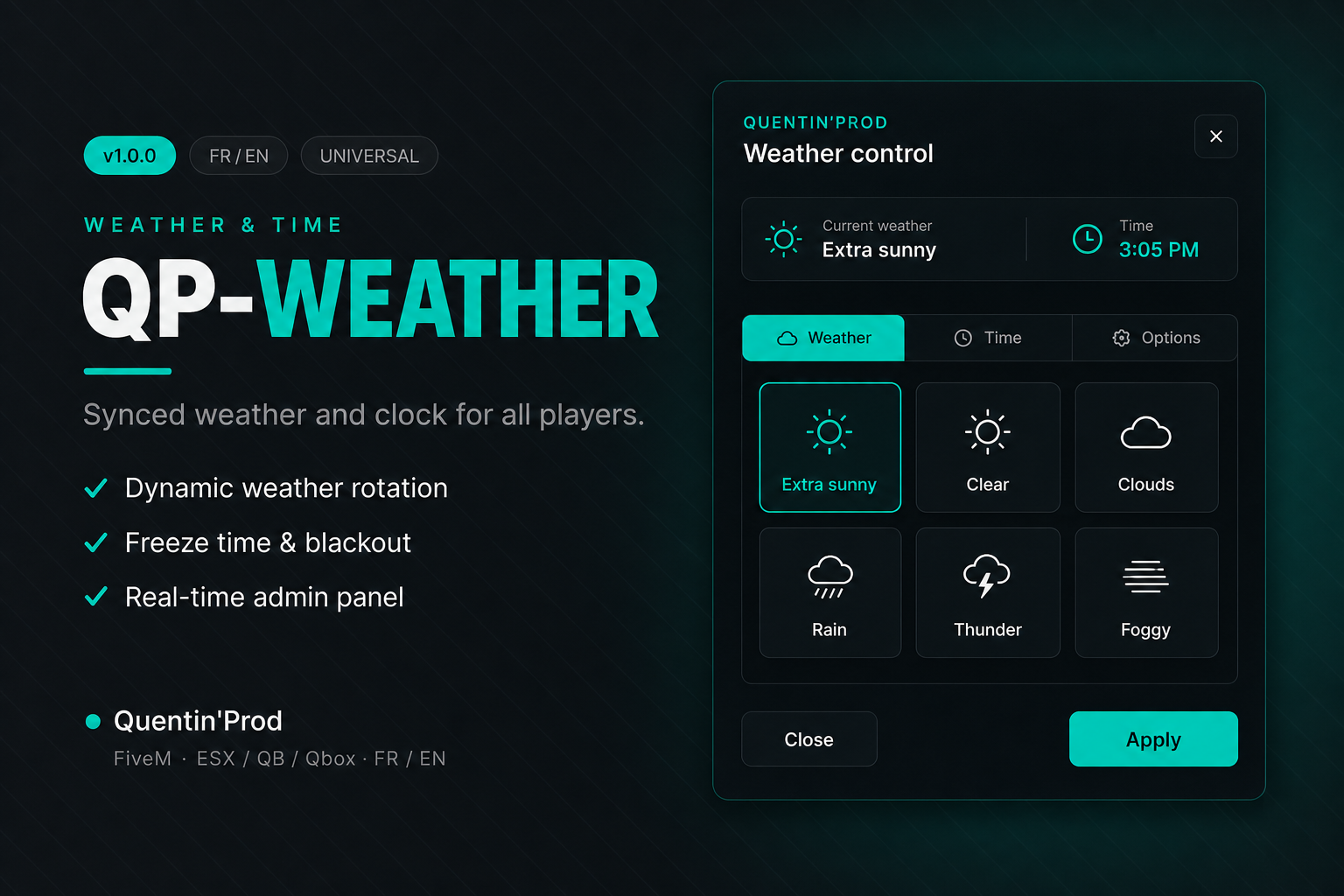QP-Weather — Météo & Temps Synchronisés | Synced Weather & Time