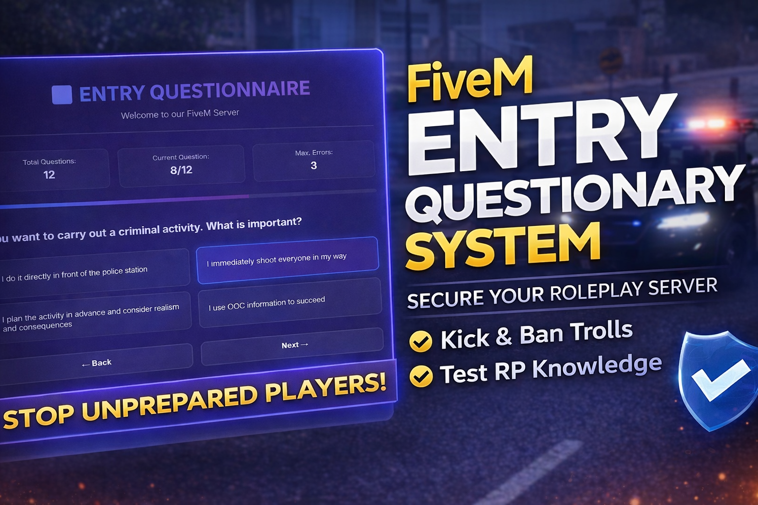 Entry Questionnaire System – Advanced Roleplay Protection | ESX