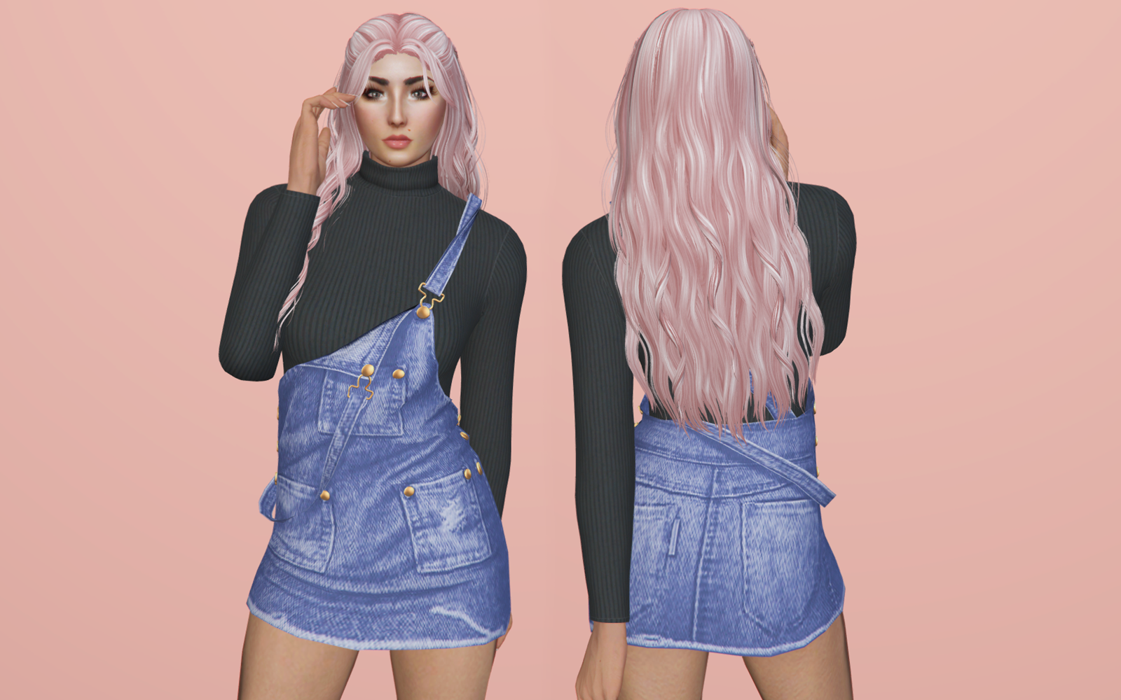 #006 Denim Dungarees Dress