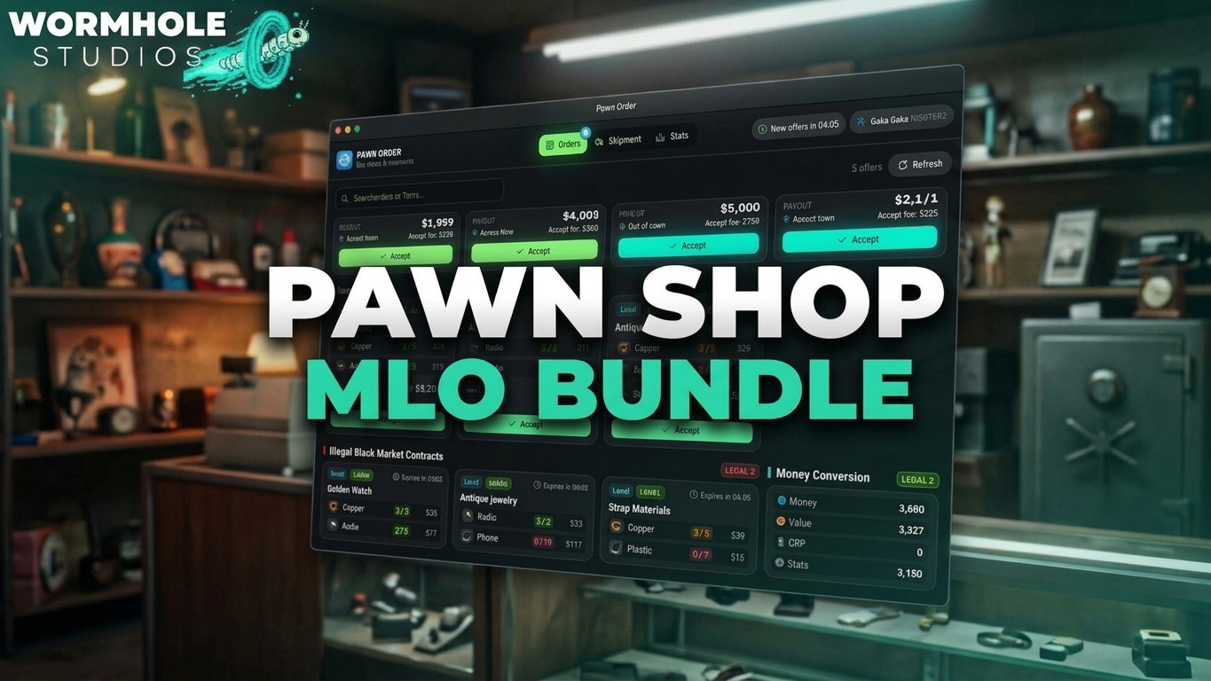 [Wormhole Pawn Shop Script & MLO Bundle] esx qbcore qbox  {ESCROW}