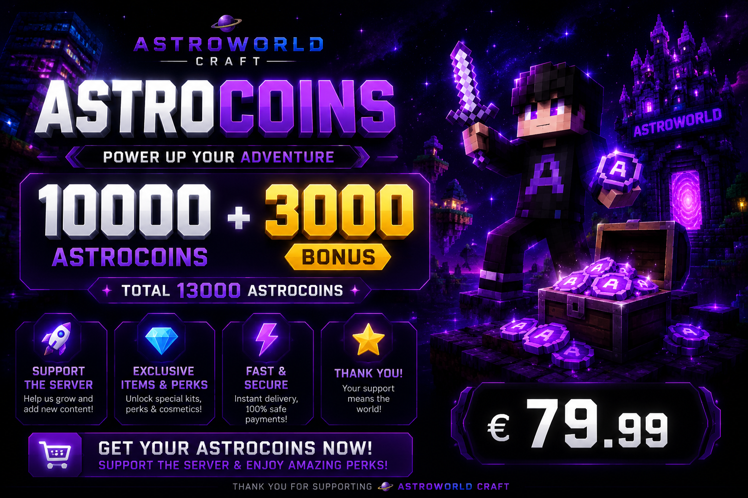 10000 AstroCoins + 3000 Bonus