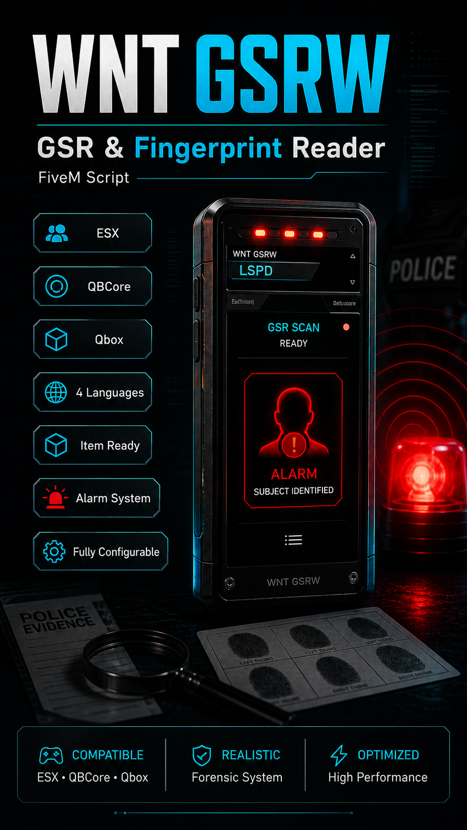 WNT GSRW | Advanced GSR & Fingerprint Reader System | ESX / QBCore / Qbox FREE!!