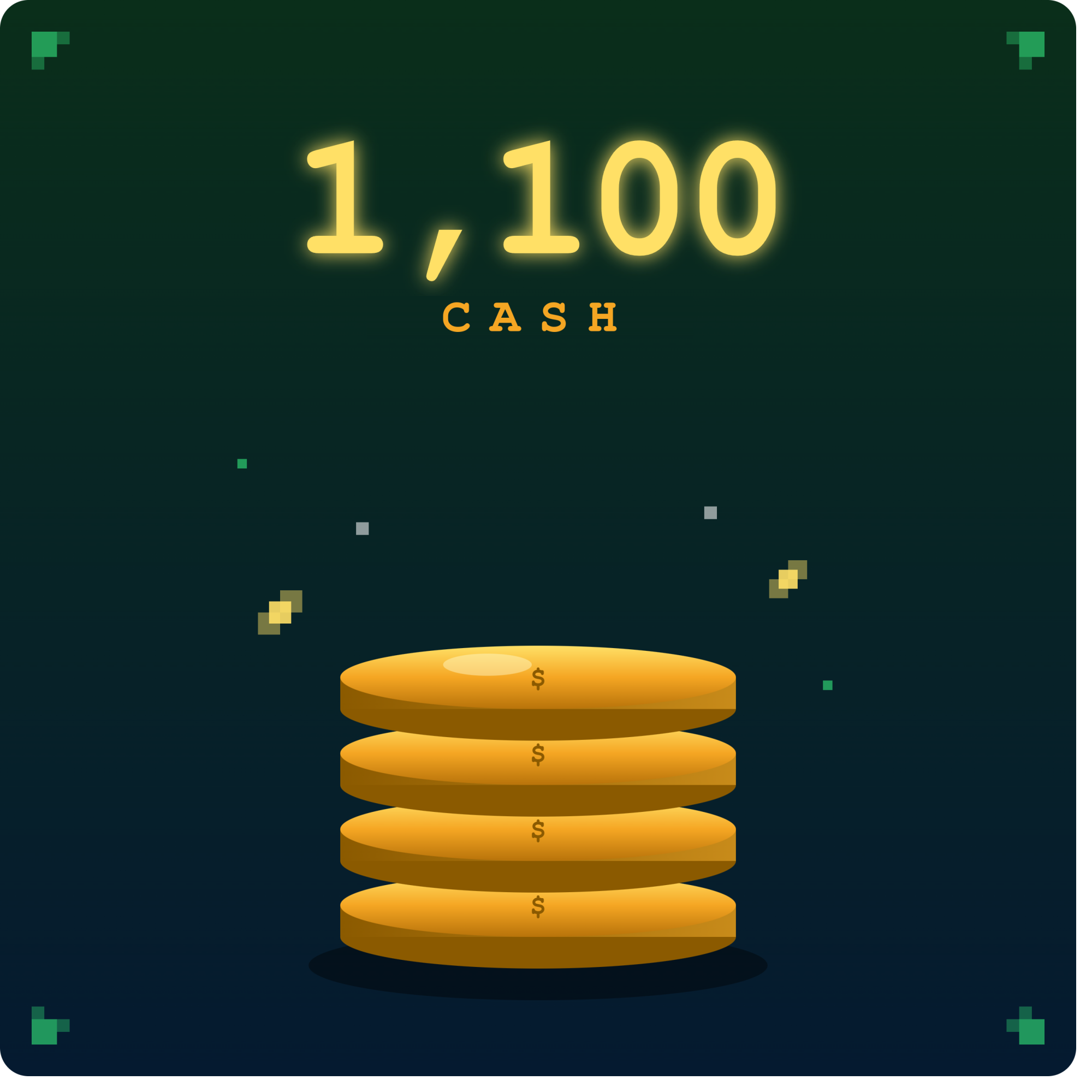 1,100 Cash