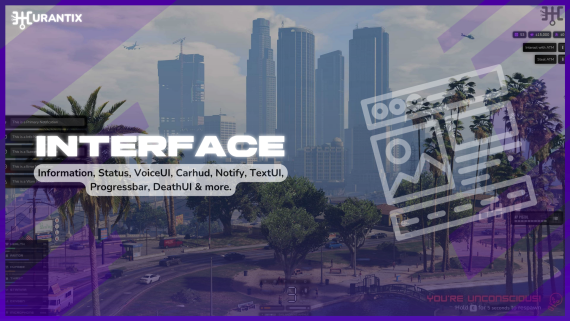 Urantix Interface · All In One | Status, Carhud, Notify, Progressbar, DeathUI, WeaponUI & More!