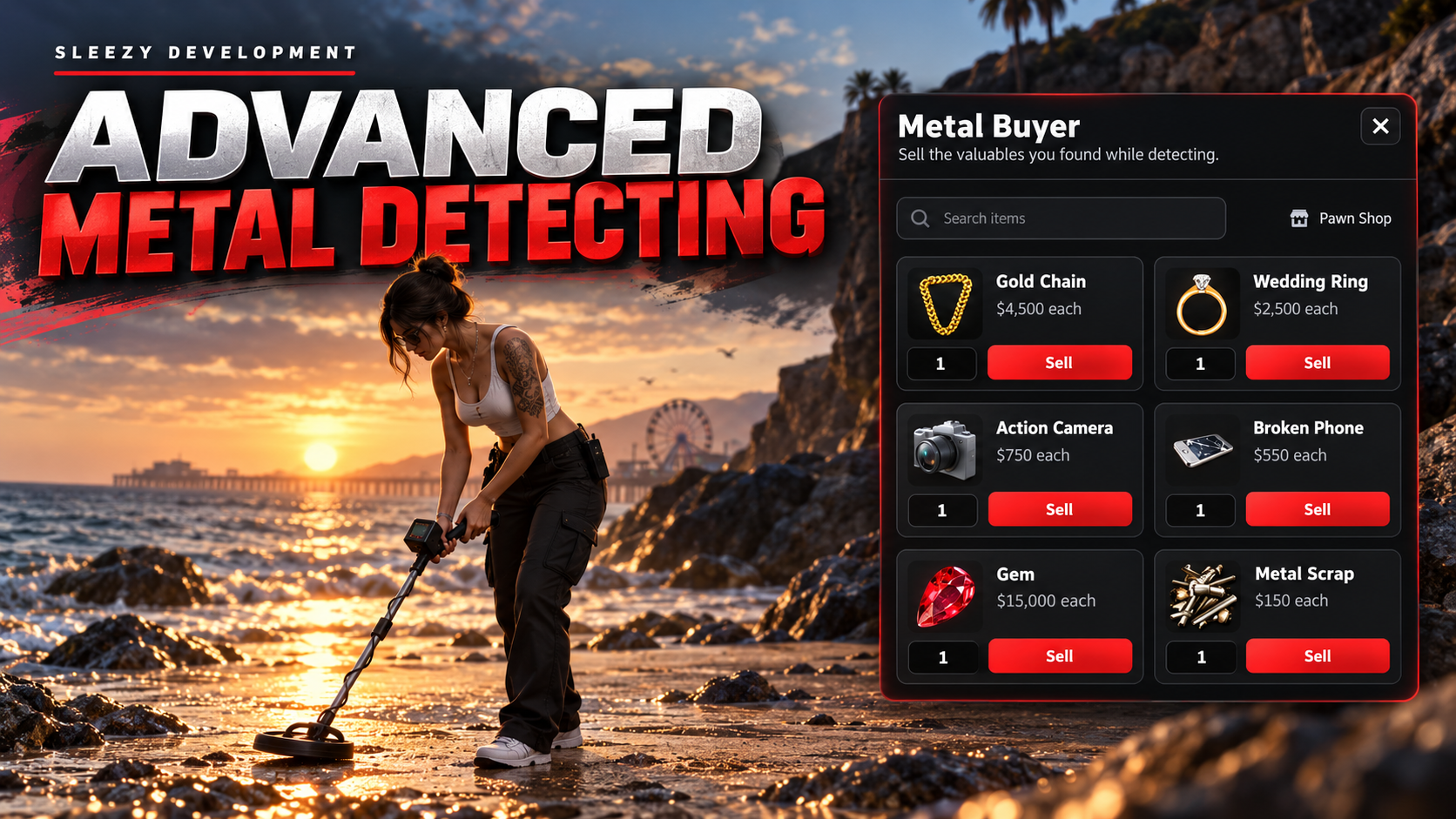 Sleezy Development • Advanced Metal Detecting System (ESX, QBCore, Qbox, & Standalone)