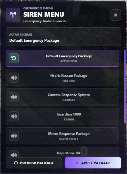 Police Siren Menu