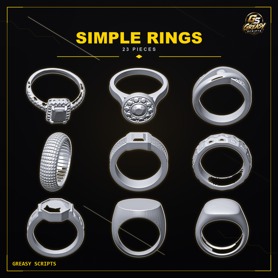 Simple Rings Pack — 32 Ring Models