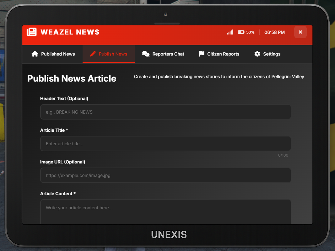 WEAZEL NEWS TABLET