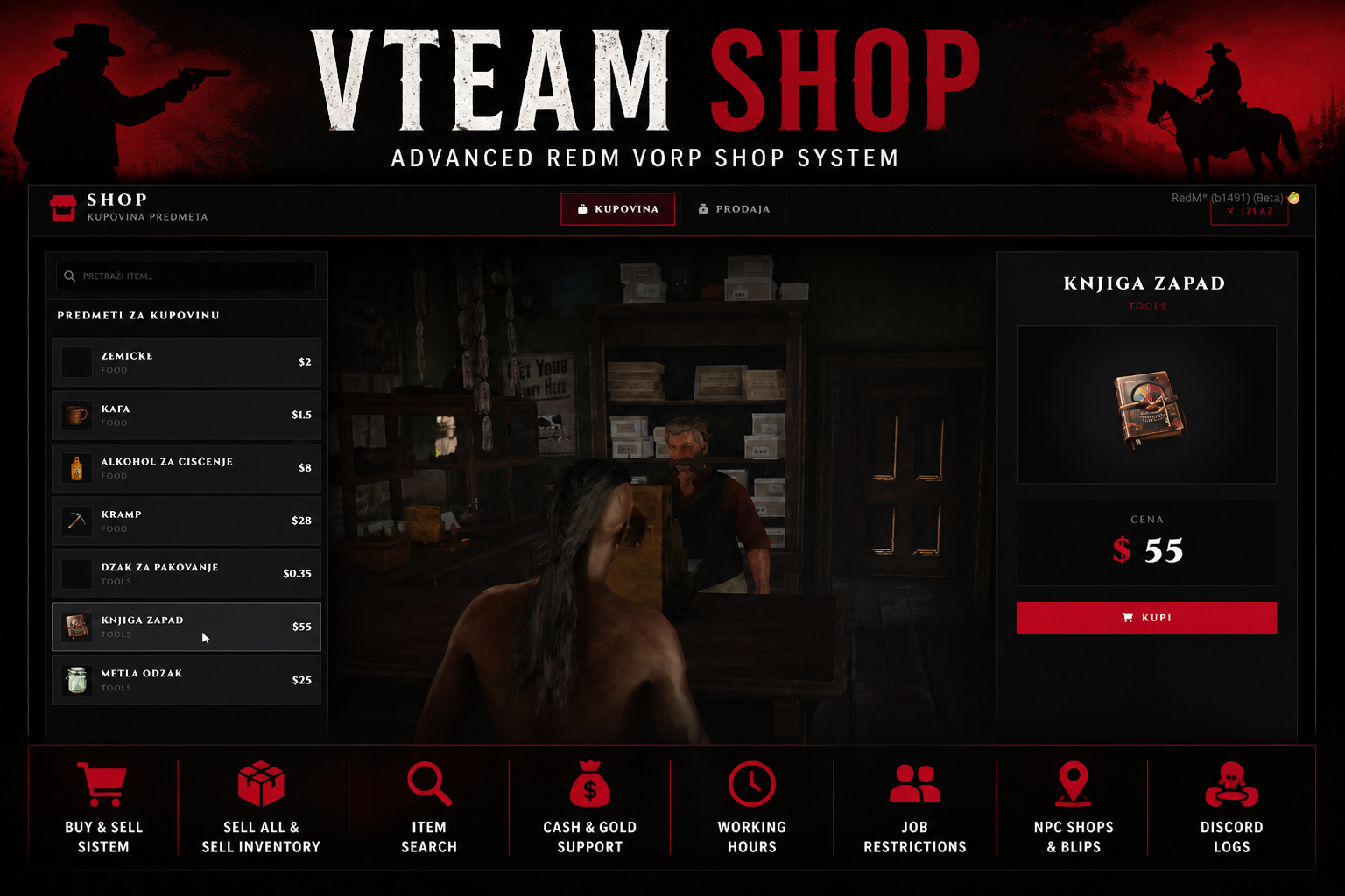 VTeam Shop | Advanced RedM VORP Shop System