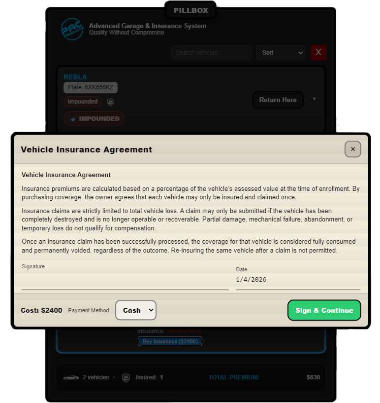 PAC ADVANCED GARAGE & INSURANCE SYSTEM