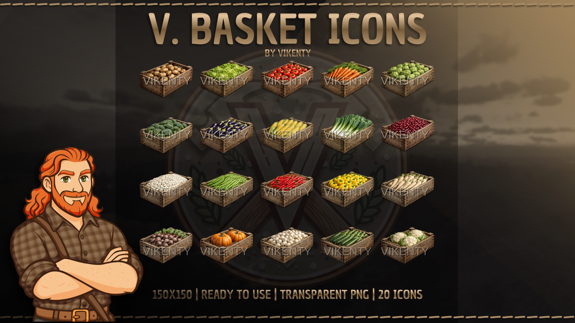 Vegetables Crate Icons x20 | 01