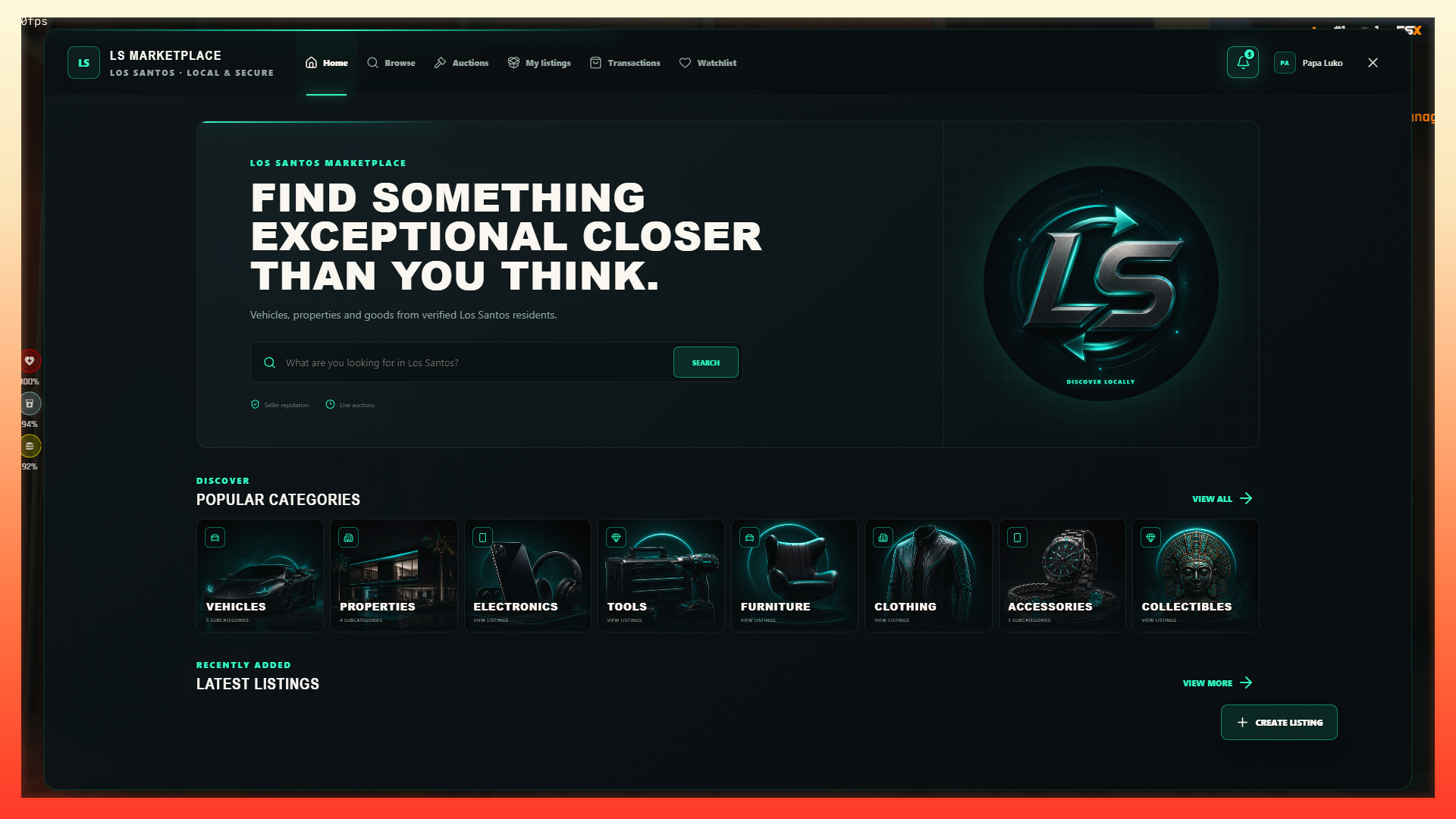 Los Santos Marketplace & Dark Web | Legal & Crime Trading Platform