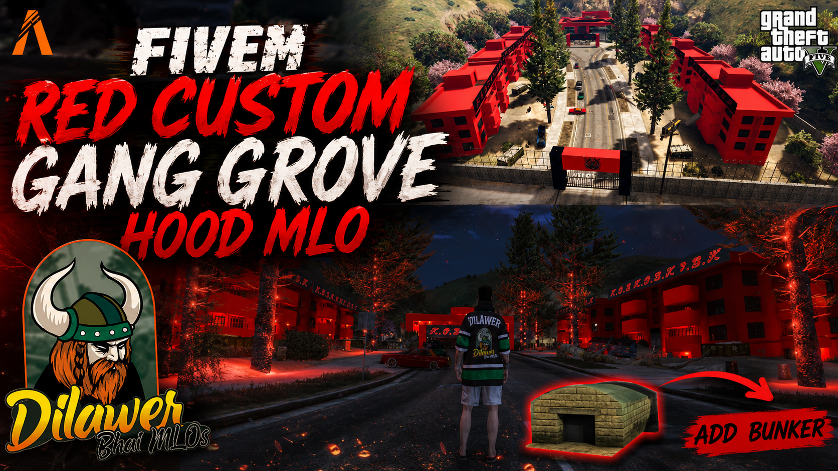 Fivem Red custom gang grove Hood mlo
