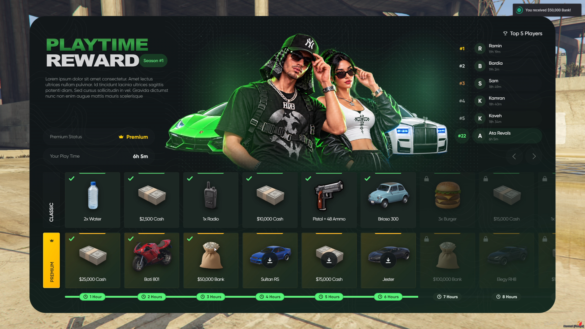 [Playtime Reward] ESX QBCore {ESCROW }