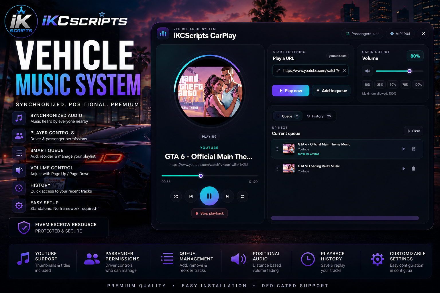 🎵 iKCScripts Vehicle Music System