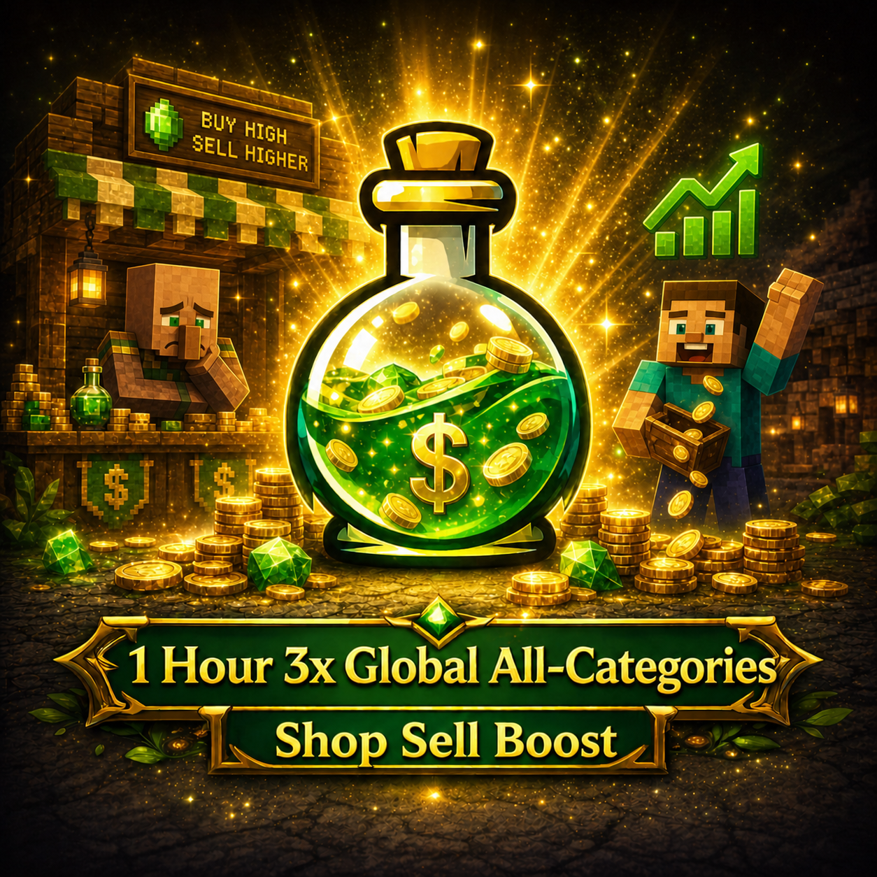 1 Hour 3x Global All-Categories Shop Sell Boost