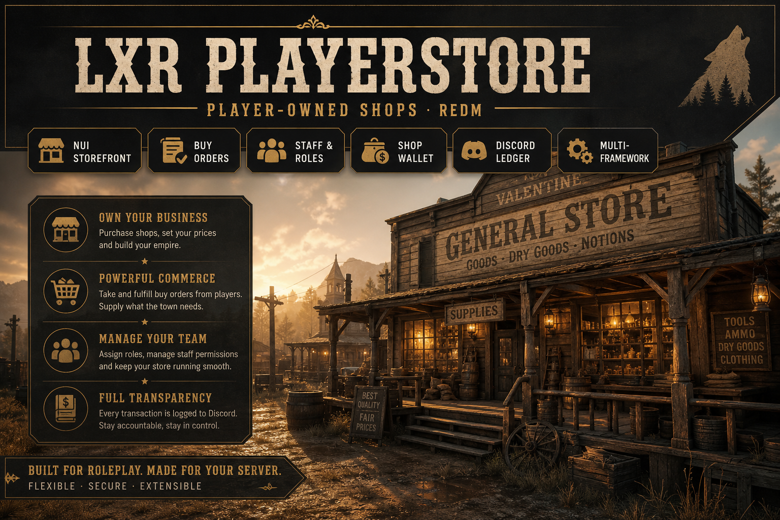 🐺 LXR PlayerStore — Premium player-owned shop system