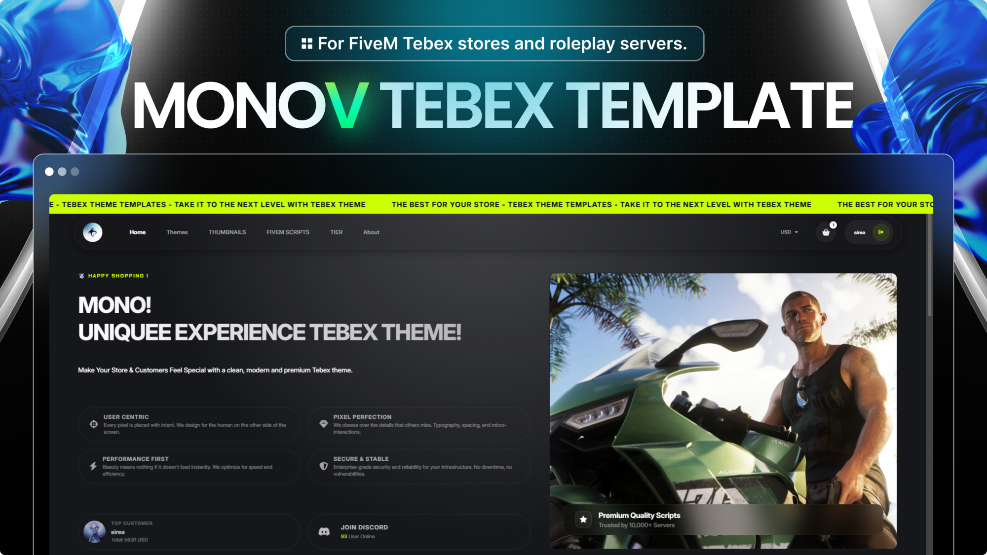 MonoV - Tebex Theme Template