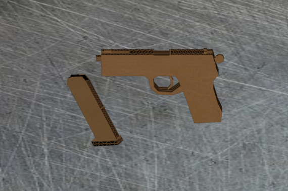 Cardbord pistol + custom sound (streaming, not replacement)