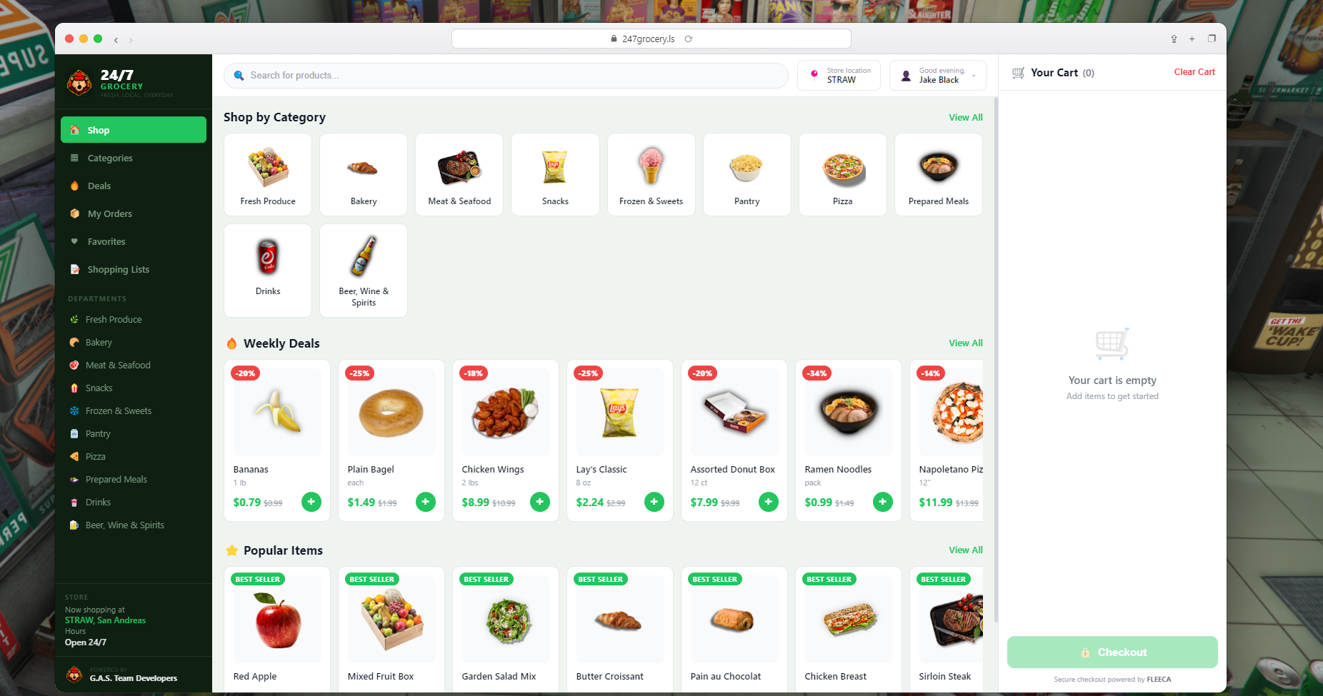 Grocery — 24/7 Supermarket with App-Style Shopping UI (Qbox / QBCore)