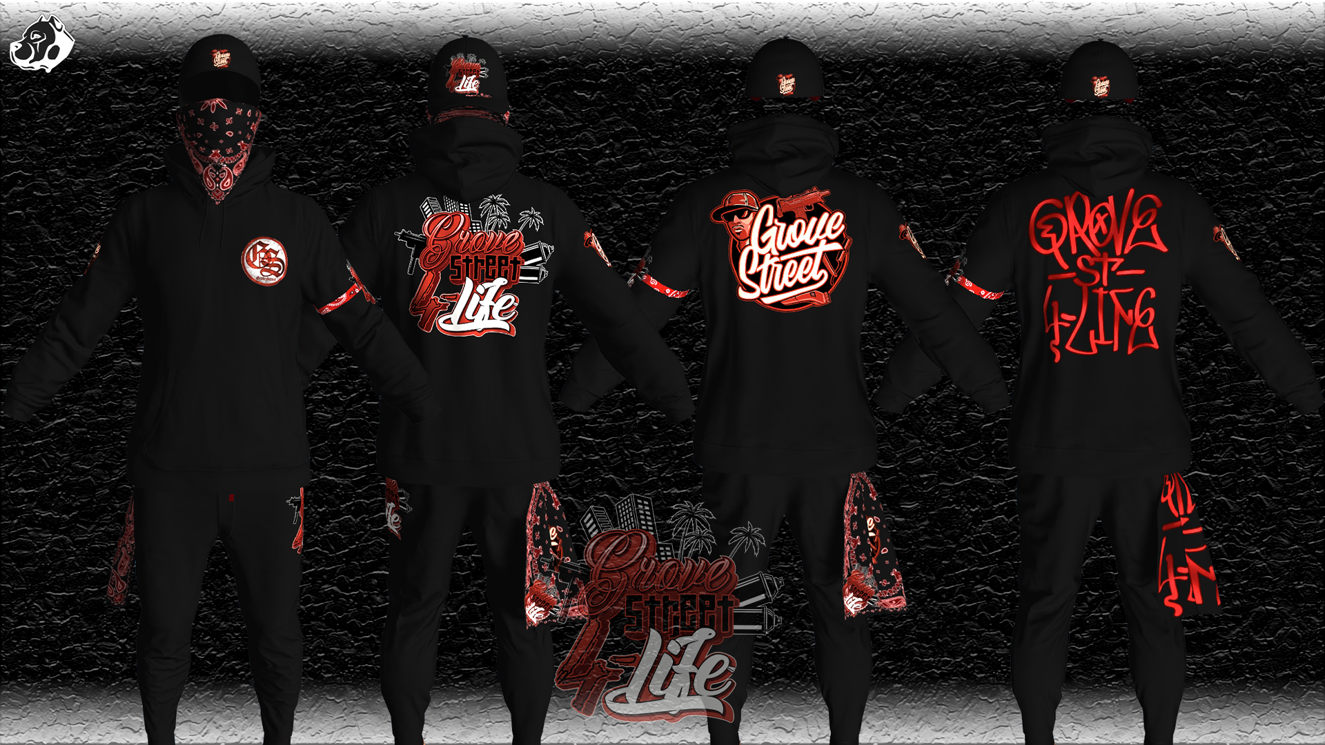 Grove Street Hoodie Red 1 | FiveM Gang Clothing