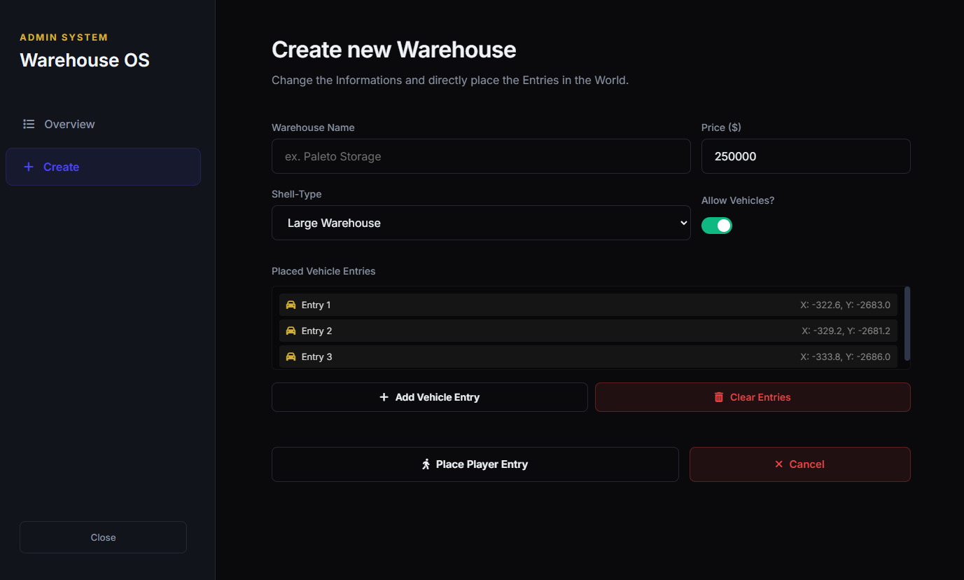 JS_Storages | Advanced Warehouse System - In-Game Creator & Upgrades