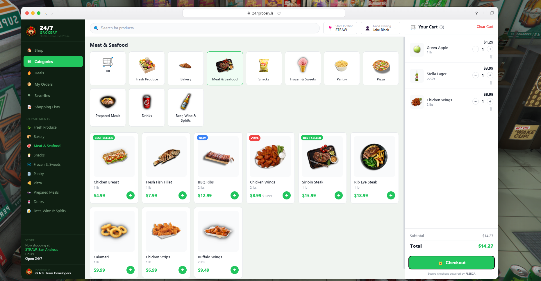 Grocery — 24/7 Supermarket with App-Style Shopping UI (Qbox / QBCore)