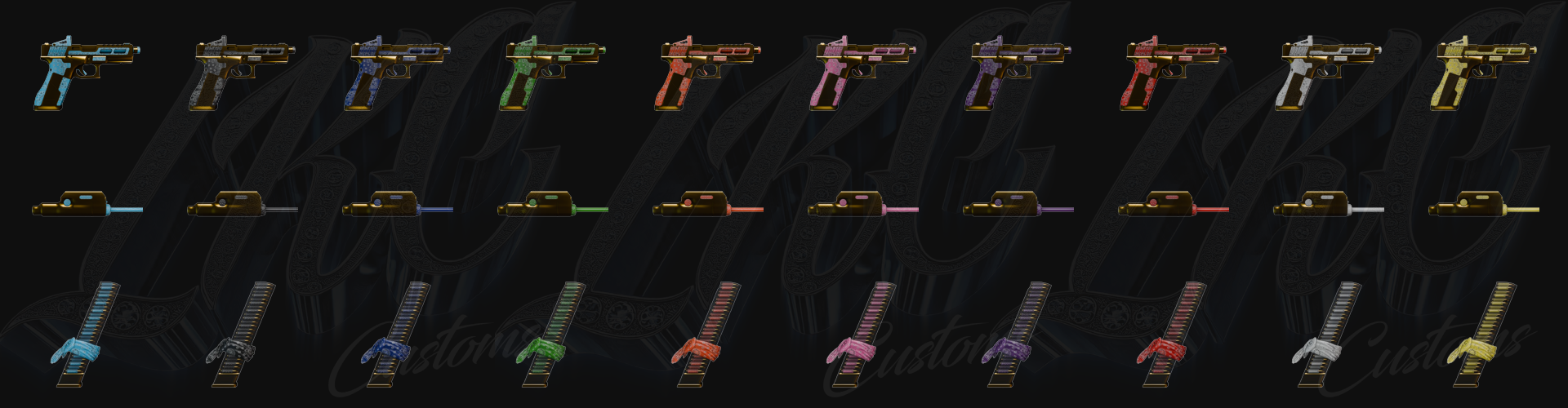 Gold/Iced Bandanna Semi Pistol Pack (10 Colors)