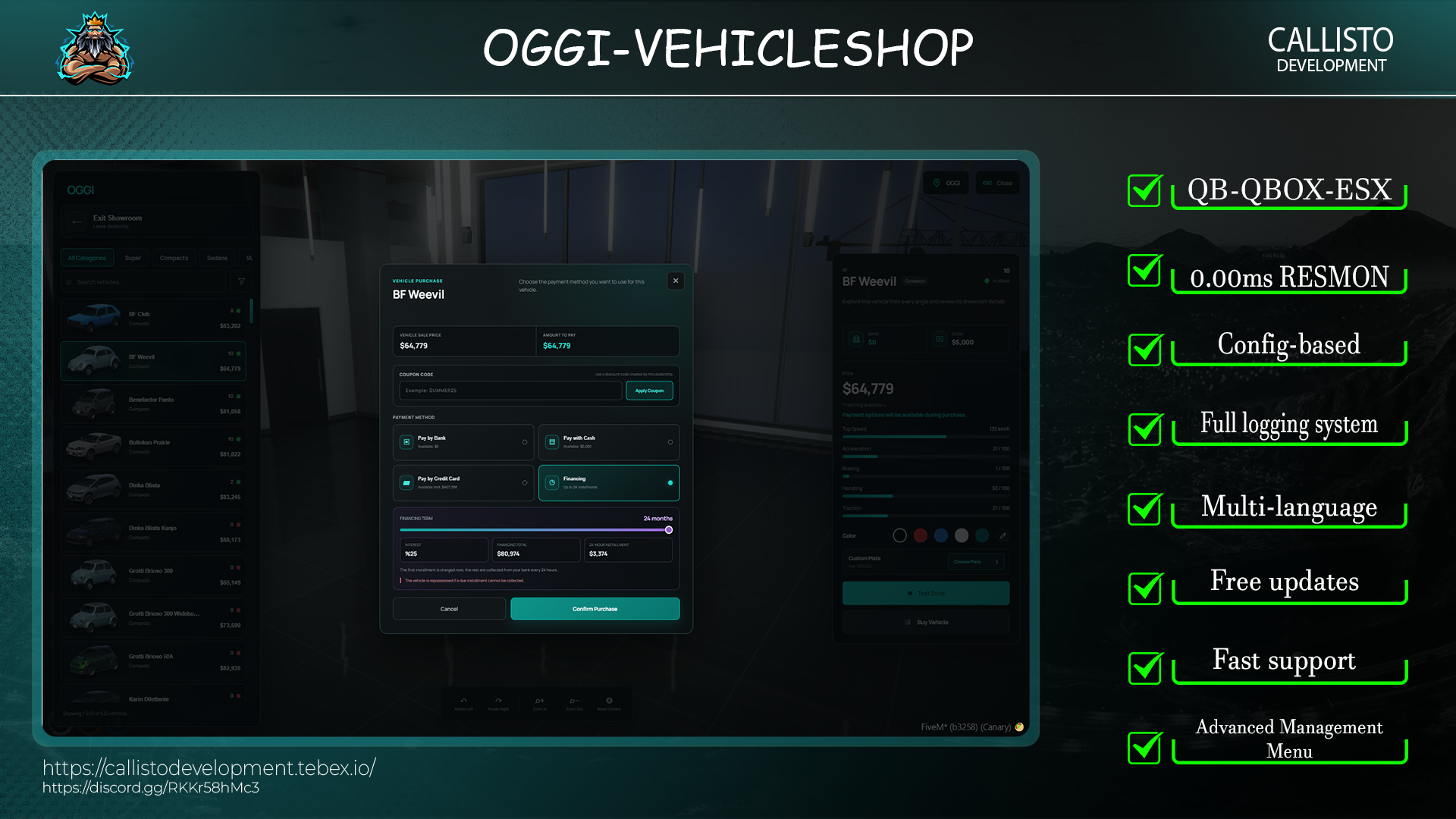Advanced VehicleShop Script for QBCore/QBox/ESX (Escrow)