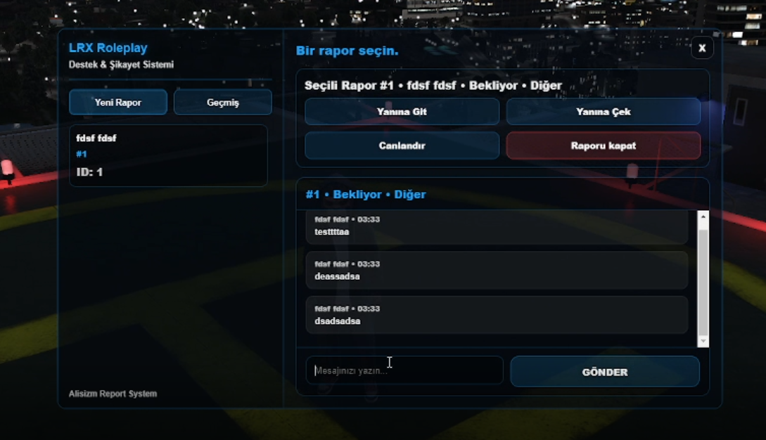 Alisizm Report System Fivem