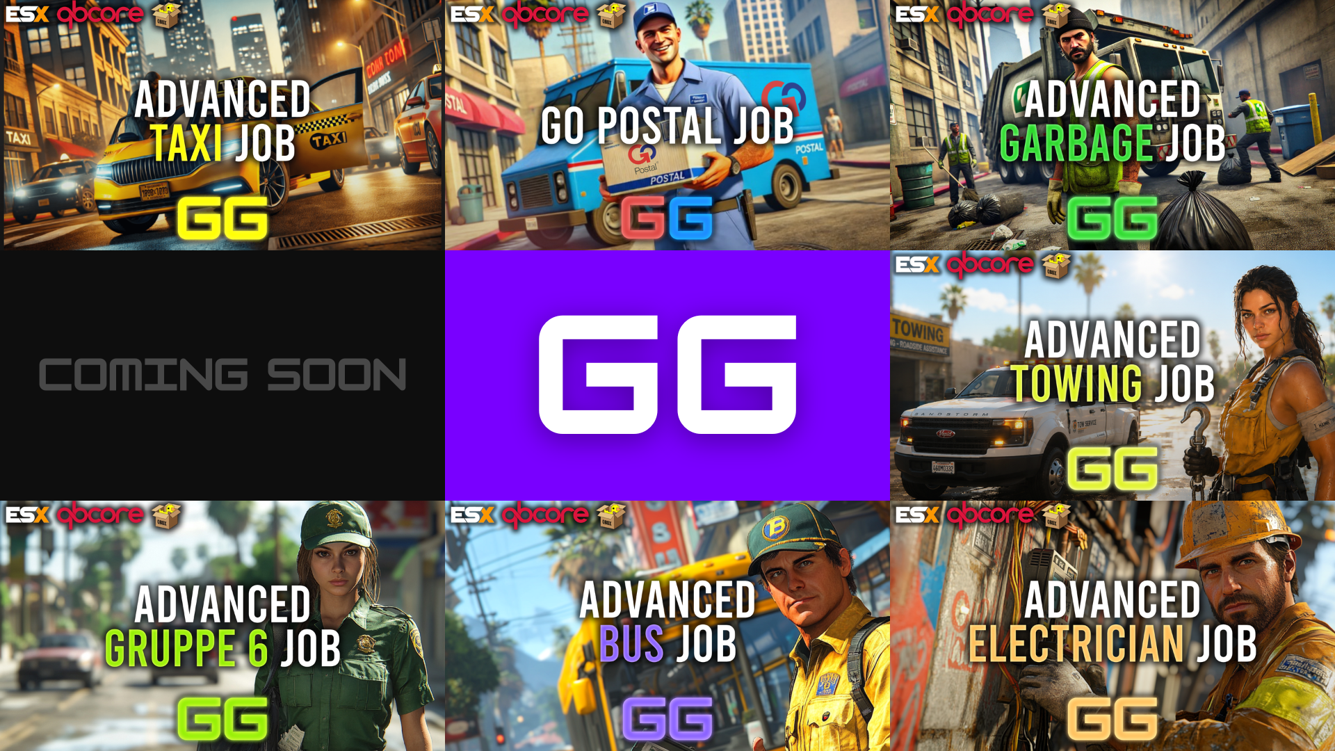 GG Studio Jobs Bundle | GG Studio | QBCore, QBox & ESX FiveM Scripts