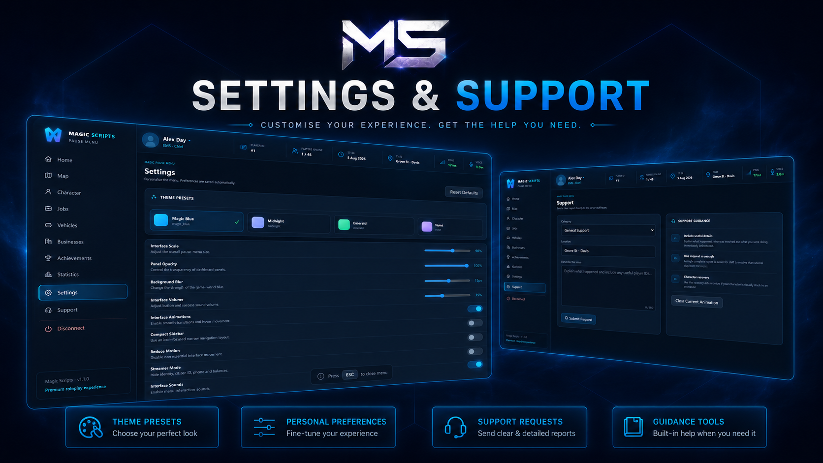 Magic Pause Menu – Advanced FiveM Player Dashboard