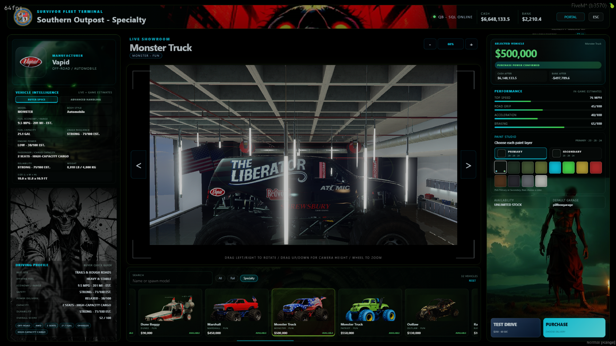 Vehicle Shop and player-owned vehicle business system