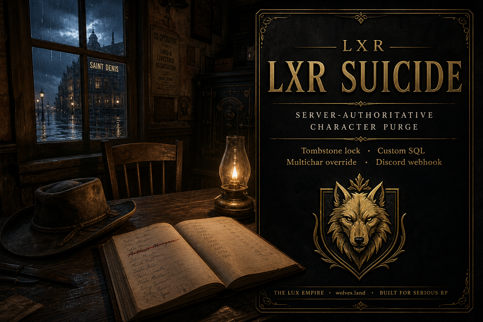 LXR Suicide — RedM Permadeath & Persistent Corpse System