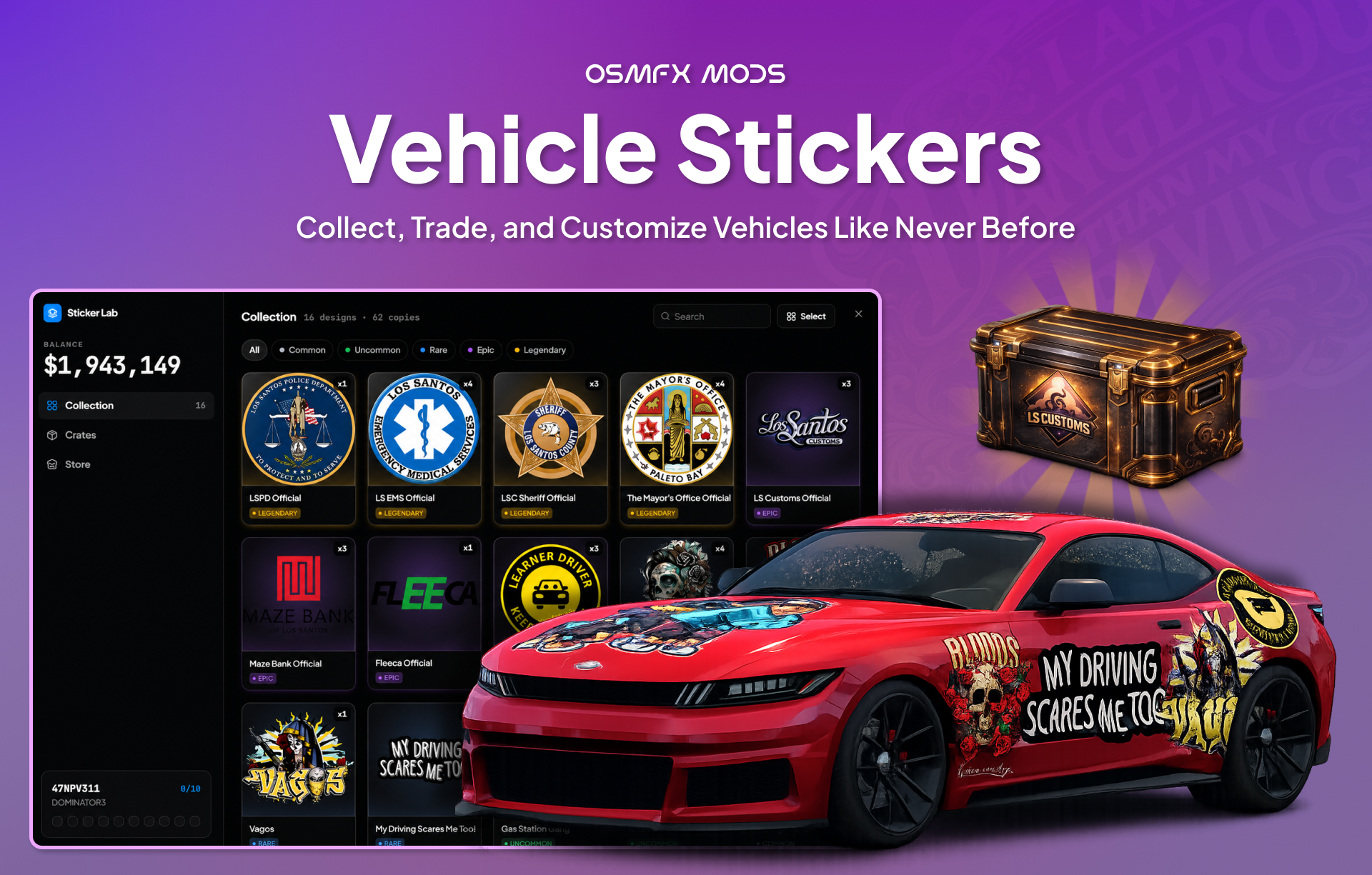 [ESCROW] OsmFX Vehicle Stickers | QB/QBX/ESX