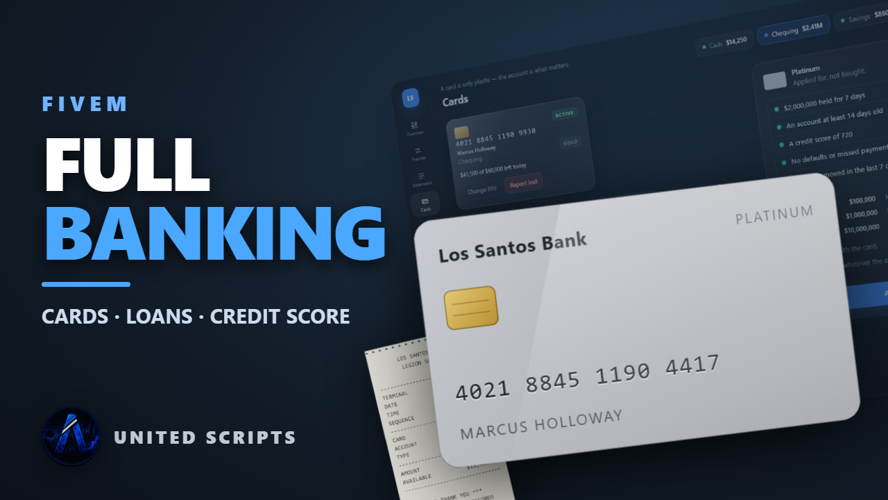 United Bank — Full Banking System (ESX, QBCore, QBox, Standalone)